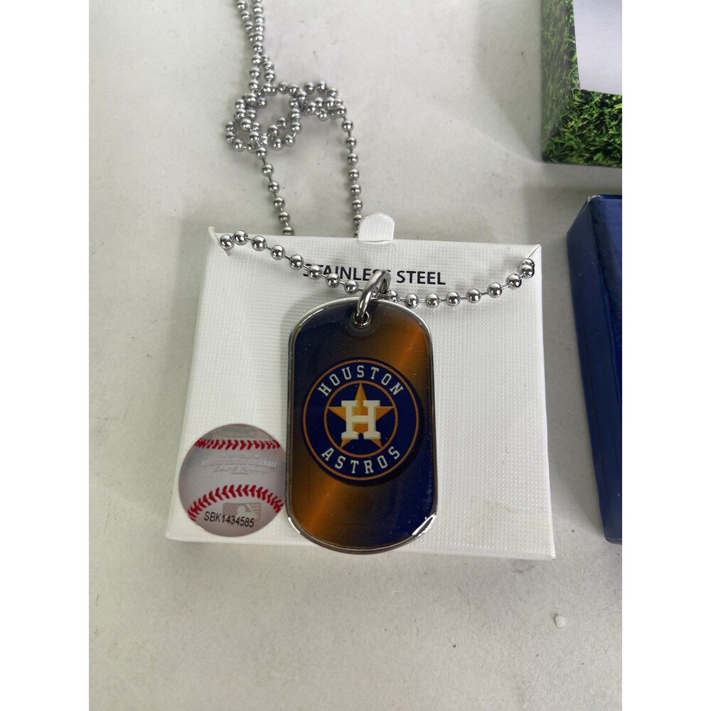 Houston Astros Dog Tag Necklace Stainless Steel MLB Licensed with Gift Box
